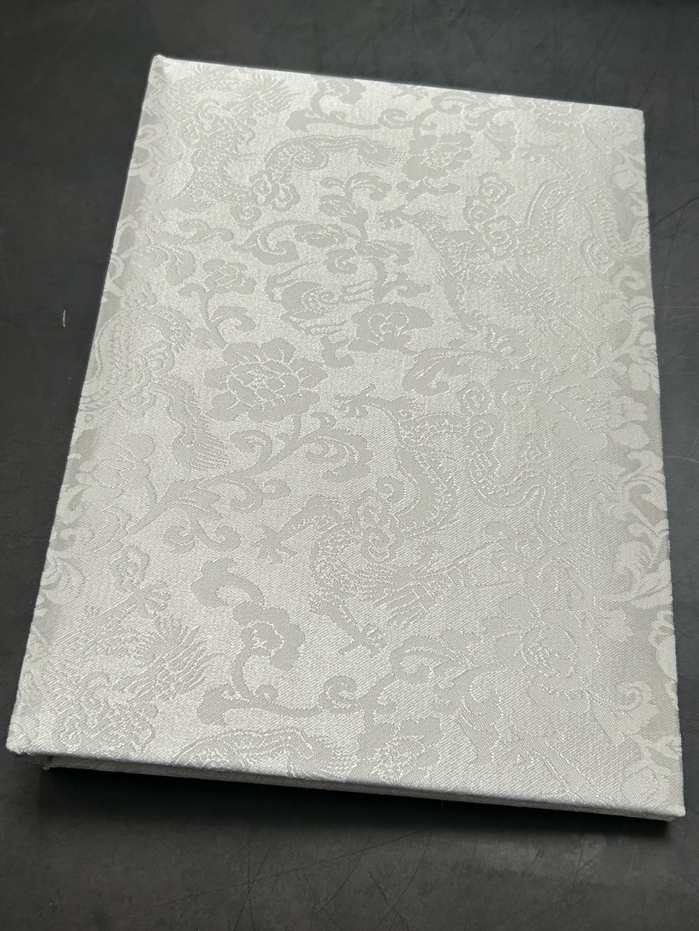 NIB Elegant Silver Brocade Guest Book
